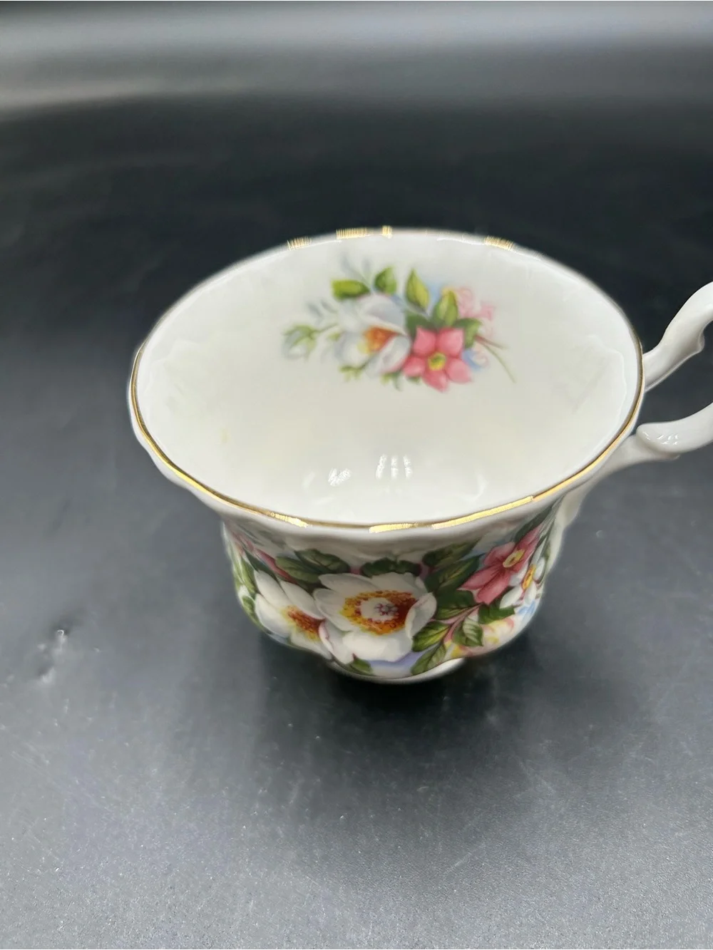 Royal Albert woodborough bone China Teacup- White Multicolor Flowers